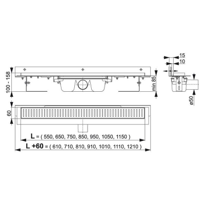 Водоотводящий желоб ALCAPLAST Flexible APZ4-750. Фото