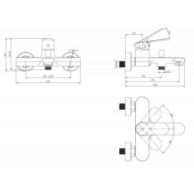 Смеситель для ванны/душа BELBAGNO Ancora ANC-VASM-CRM. Фото
