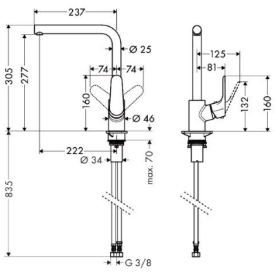 Смеситель для кухни Hansgrohe Focus хром 31817000. Фото