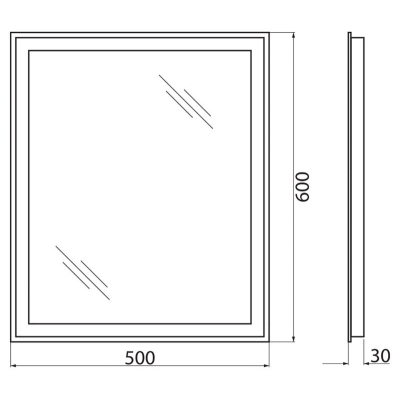 Зеркало с встроенным светильником и кнопочным выключателем BELBAGNO SPC-GRT-500-600-LED-BTN. Фото