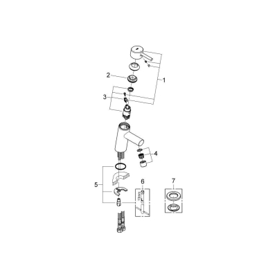 GROHE 2338510E Concetto Смеситель однорычажный для раковины, гладкий корпус, с энергосберегающим картриджем - подача холодной воды при центральном положении рычага. Фото