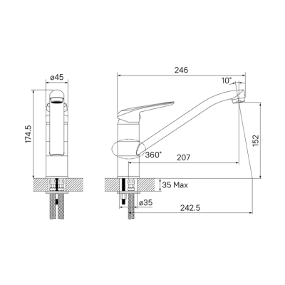 Смеситель для кухни черный матовый Male IDDIS MALBL00i05. Фото