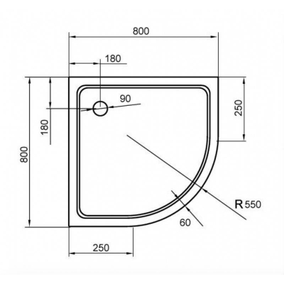 Душевой поддон акриловый CEZARES TRAY-A-R-80-550-15-W. Фото