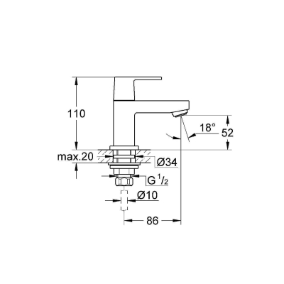 GROHE 23137000 Eurocube Вертикальный вентиль. Фото