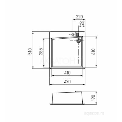 Мойка для кухни Акватон Парма квадратная графит 1A713032PM210. Фото