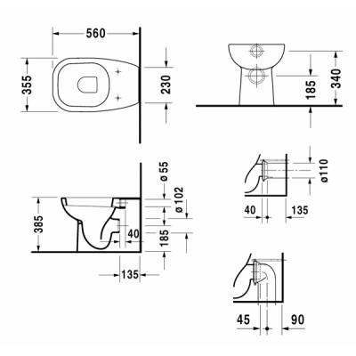 Унитаз напольный пристенный DURAVIT D-CODE 21150900002. Фото