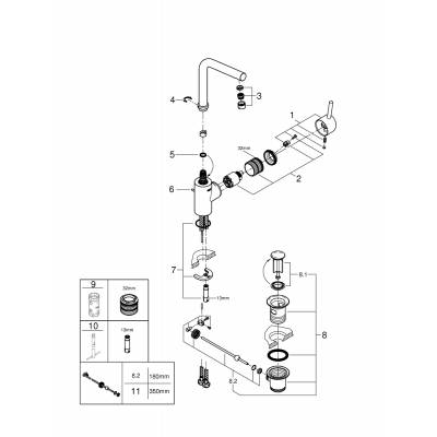 Смеситель однорычажный для раковины GROHE 23739002 Concetto с высоким изливом, хром. Фото