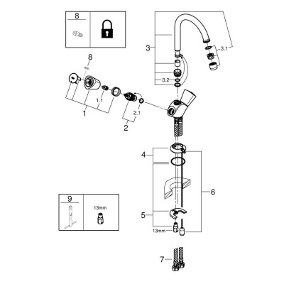 Смеситель для раковины GROHE Costa S 21338001. Фото