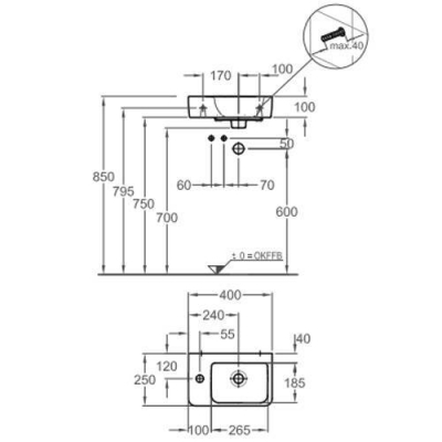 Раковина GEBERIT Renova NR.1 Comprimo 40х25 276240000. Фото