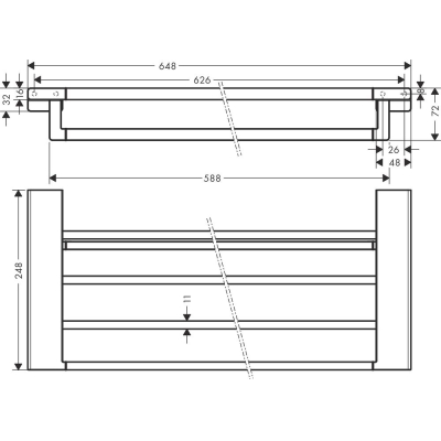 Полка для полотенец AddStoris Hansgrohe 41751670, матовый черный для ванной комнаты. Фото