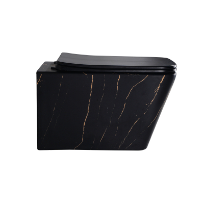 Унитаз подвесной безободковый EVA GOLD EG633Black-G Черное Золото матовый. Фото