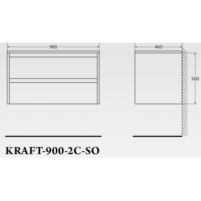 Тумба под раковину подвесная BELBAGNO KRAFT-900-2C-SO-CG Cemento Grigio. Фото