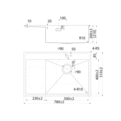 Мойка нерж. сталь сатин чаша справа 780*510 Haze IDDIS HAZ78SRi77. Фото