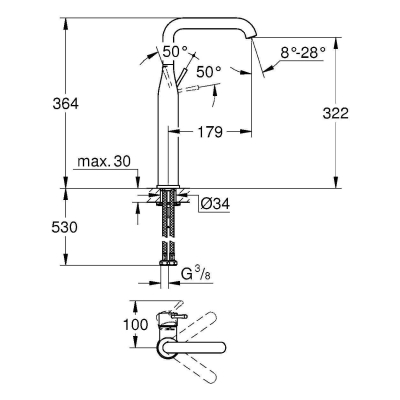 Смеситель для раковины GROHE Essence New 32901001. Фото