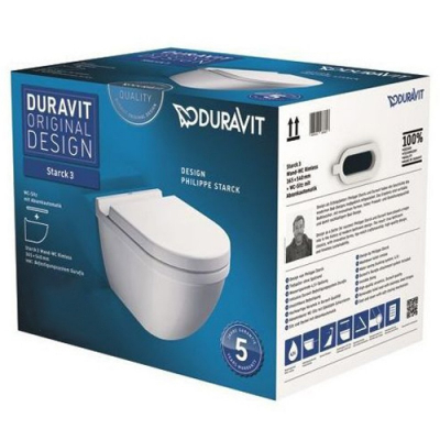 Унитаз подвесной с сиденьем DURAVIT Starck 3 Rimless SET 45270900A1. Фото