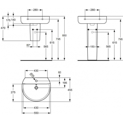 Раковина IDEAL STANDARD Connect Sphere 55х46 E786401. Фото