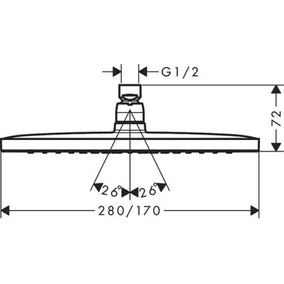 Верхний душ Hansgrohe Croma E 280 1jet 26257000. Фото