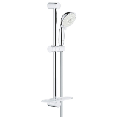 GROHE 27609001 Tempesta New Rustic 100 Душевой гарнитур IV, душевая штанга 600 мм, шланг 1750 мм, 9,5 л/мин, полочка, хром. Фото