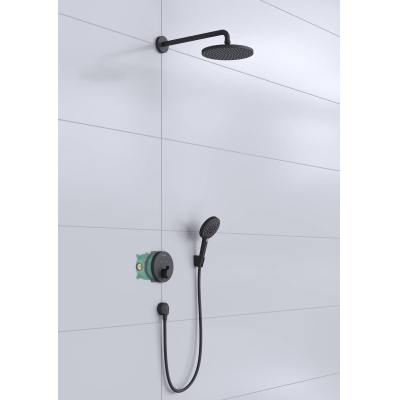 27959670 HANSGROHE  Set 8 в 1 (27623670+27413670+26530670+15743670+01800180+28331670+27454670+28272670) душевой комплект, матовый черный. Фото