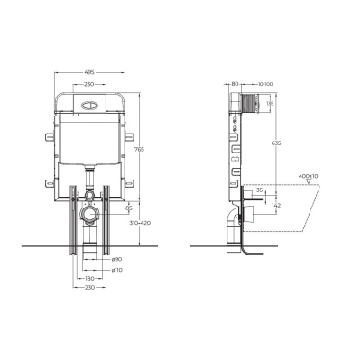 Инсталляция для приставного унитаза BelBagno BB020. Фото