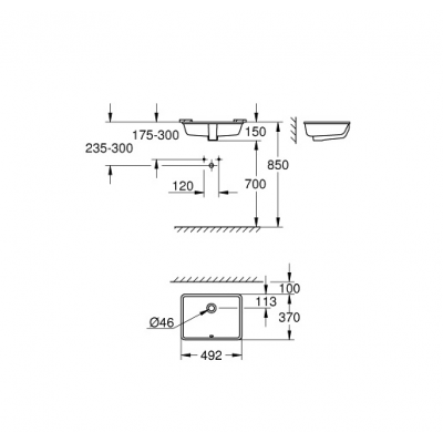 Раковина встраиваемая GROHE Cube Ceramic 49х37 3948000H. Фото