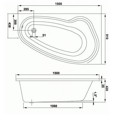 Ванна акриловая VAGNERPLAST Avona 150 VPBA159AVO3LX-01. Фото