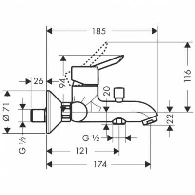 Смеситель для ванны HANSGROHE Focus S 31742000. Фото