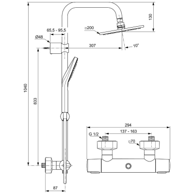 Душевая система IDEAL STANDARD Idealrain Cube Evo A6985AA. Фото