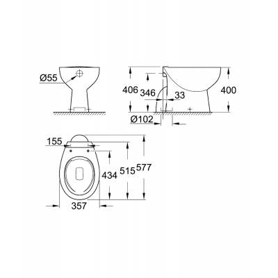 Унитаз напольный GROHE Bau Ceramic 39431000. Фото