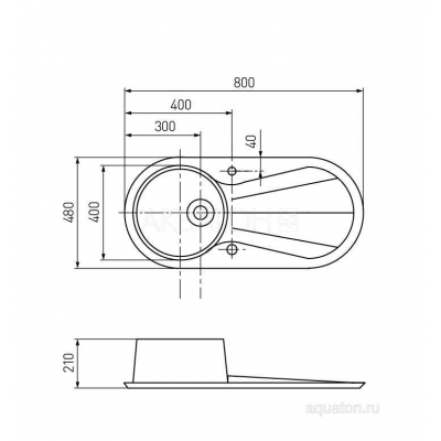 Мойка для кухни Акватон Паола круглая с крылом серый шелк 1A714032PA250. Фото