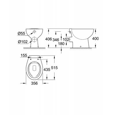 Унитаз напольный GROHE Bau Ceramic 39430000. Фото