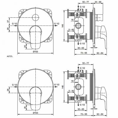 Смеситель термостатический для душа IDEAL STANDARD Ceraflex A6725AA (внешняя часть). Фото