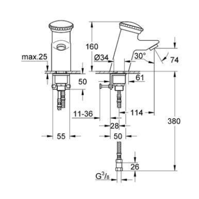 Смеситель для раковины GROHE Contromix Public 36110000. Фото