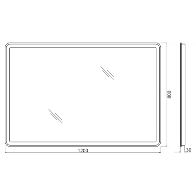 Зеркало с встроенным светильником и кнопочным выключателем BELBAGNO SPC-MAR-1200-800-LED-BTN. Фото