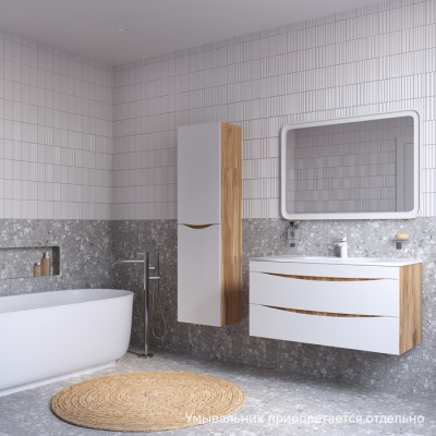 Тумба подвесная 100 см белая/золотистый дуб Cloud IDDIS CLO10Y0i95 подходит ум. 0131000i28. Фото