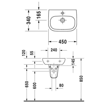 Раковина DURAVIT D-CODE 45х34 07054500002. Фото