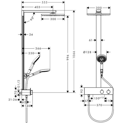 Душевая система Hansgrohe Raindance E300 1jet ShowerTablet 350 27361000. Фото