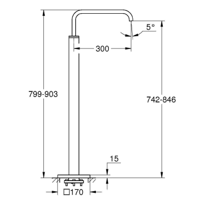 GROHE 13218000 Allure Излив для ванны, напольный монтаж, комплект верхней монтажной части для 45 984 000. Фото