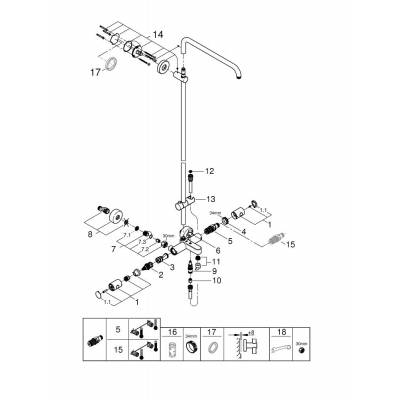 GROHE 26243000 Euphoria Душевая система с термостатом для ванны без верхнего и ручного душей. Фото