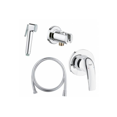 GROHE 29328000 BauFlow Готовый комплект для гигиен душа: встраиваемый смеситель, гигиен душ со шлангом и держателем, хром. Фото