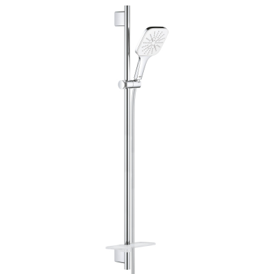 GROHE 26587LS0 Rainshower SmartActive Cube 130 Душевой гарнитур III, душевая штанга 900 мм, шланг 1750 мм, 9,5 л/мин, полочка, белая луна. Фото