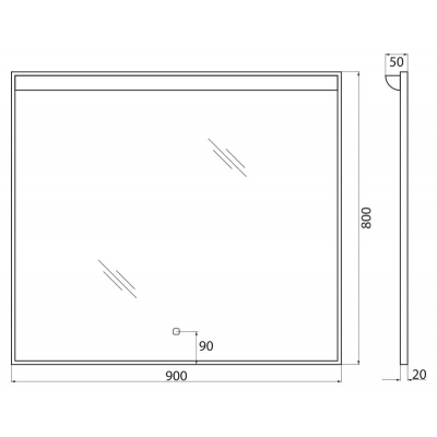 Зеркало с подсветкой BELBAGNO SPC-UNO-900-800-TCH. Фото