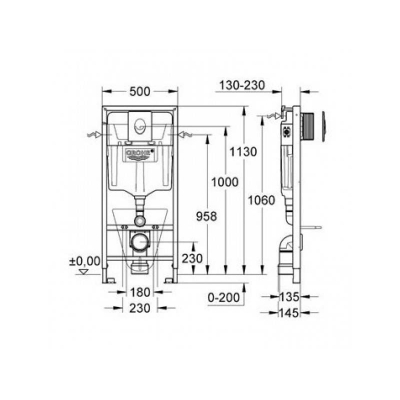 Инсталляция для подвесного унитаза GROHE Rapid SL 38722001. Фото