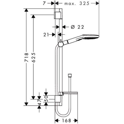 Душевой гарнитур Hansgrohe Raindance Select 120 3jet 65 (хром) 26620000. Фото