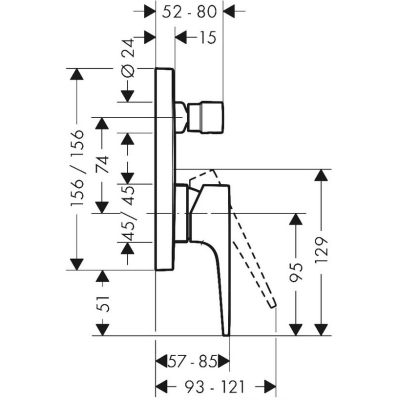 Смеситель для ванны Hansgrohe Metropol 32545670 матовый черный. Фото