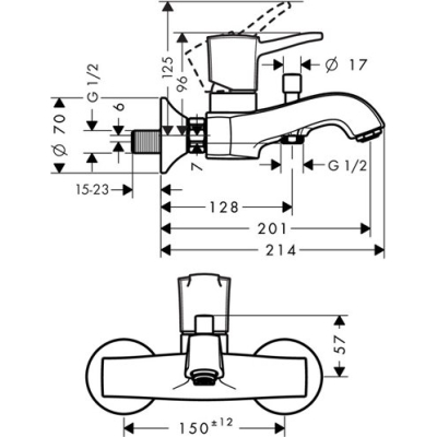 Смеситель для ванны Hansgrohe Metropol Classic хром/золото 31340090. Фото