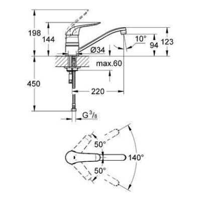 Смеситель для мойки GROHE Euroeco Special 32787000. Фото