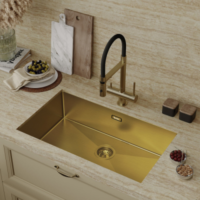 Мойка нерж. сталь универсального монтажа матовое золото 740*440  Edifice IDDIS EDI74B0i77. Фото