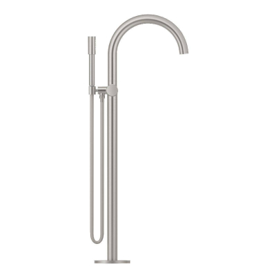 GROHE 32653DC3 Atrio New Смеситель однорычажный для ванны, напольный монтаж, ручной душ с держателем, шланг, СуперСталь (без встроенной части, комплект верхней монтажной части для 45 984). Фото