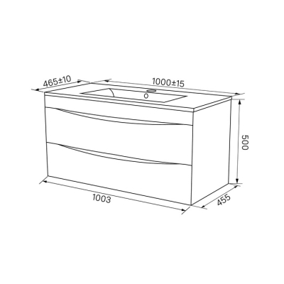 Тумба подвесная 100 см белая/золотистый дуб Cloud IDDIS CLO10Y0i95 подходит ум. 0131000i28. Фото